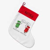 クリおもしろいスマス漫画の料理 ラージクリスマスストッキング (正面 (吊り時))