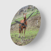 クリおもしろいツタリオン馬の泣き声の写真 ラウンド壁時計 (傾斜)