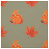 クリおよび赤の葉を持つかわいいアカリス ファブリック (見本)