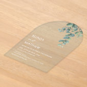 クリアアーチの葉の水彩花 アクリル招待状 (レイダウン)
