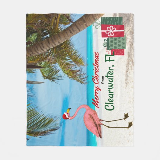 クリアウォーターからのメリークリスマス フリースブランケット (正面)