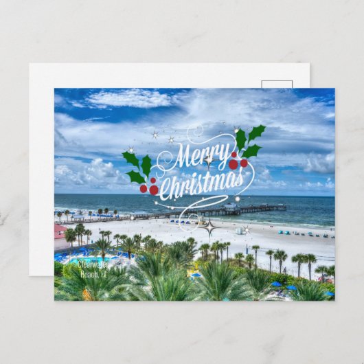 クリアウォータービーチからのメリークリスマス ポストカード (正面/裏面)