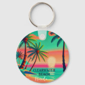 クリアウォータービーチフロリダトロピカルパームツリー1950s キーホルダー (正面)