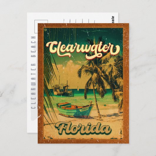 クリアウォータービーチフロリダパームツリーデミダーズ60s ポストカード (正面/裏面)
