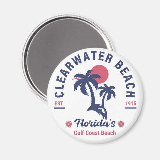 クリアウォータービーチフロリダヴィンテージお土産パーム マグネット (正面/裏面)