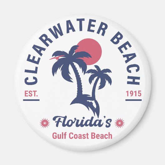 クリアウォータービーチフロリダヴィンテージお土産パーム マグネット (正面)