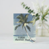 クリアウォータービーチフロリダヴィンテージ旅行ポスターアート ポストカード (スタンド正面)