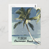 クリアウォータービーチフロリダヴィンテージ旅行ポスターアート ポストカード (正面/裏面)