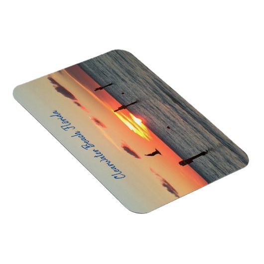 クリアウォータービーチ、フロリダサンセットマグネット マグネット (右側)