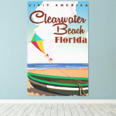 クリアウォータービーチ，フロリダヴィンテージ旅行ポスター キャンバスプリント (インサイチュ (ウッドフロア))