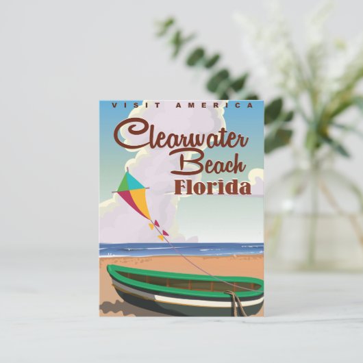 クリアウォータービーチ,フロリダヴィンテージ旅行ポスター ポストカード (スタンド正面)