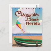 クリアウォータービーチ,フロリダヴィンテージ旅行ポスター ポストカード (正面/裏面)