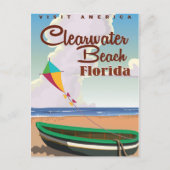 クリアウォータービーチ,フロリダヴィンテージ旅行ポスター ポストカード (正面)