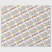 クリアウォータービーチ、フロリダ州。カラフル文字パターン ラッピングペーパー (フラット)