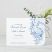 クリアウォータービーチFLマップネイビーブルーリハーサルディナー 招待状 (スタンド正面)