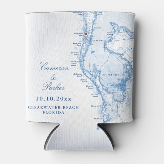 クリアウォータービーチFLマップ結婚式の引き出物ドリンク 缶クーラー (正面)