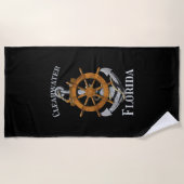 クリアウォーターフロリダバケーション航海のいかりヘルムS ビーチタオル (正面)