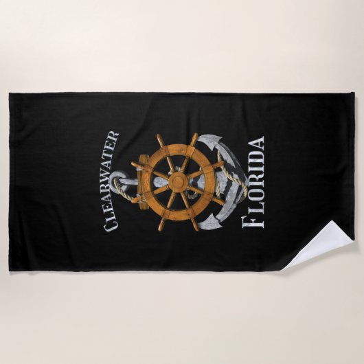 クリアウォーターフロリダバケーション航海のいかりヘルムS ビーチタオル (正面)