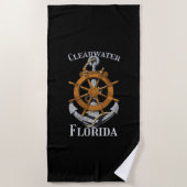 クリアウォーターフロリダバケーション航海のいかりヘルムS ビーチタオル (正面)