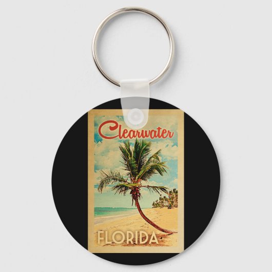 クリアウォーターフロリダパームツリービーチヴィンテージトラベル キーホルダー (正面)