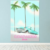 クリアウォーターフロリダヴィンテージスタイル旅行ポスター キャンバスプリント (インサイチュ (ウッドフロア))
