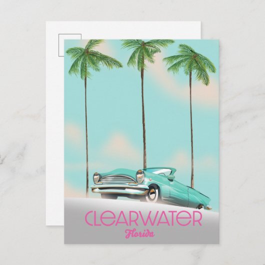 クリアウォーターフロリダヴィンテージスタイル旅行ポスター 案内ポストカード (正面/裏面)