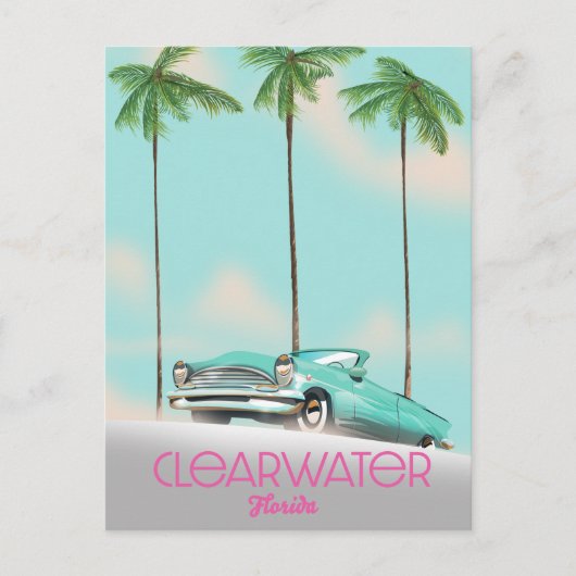 クリアウォーターフロリダヴィンテージスタイル旅行ポスター 案内ポストカード (正面)