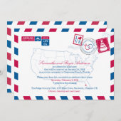 クリアウォーター・ビーチ フロリダ州 エアメール 結婚式の披露宴 招待状 (正面/裏面)