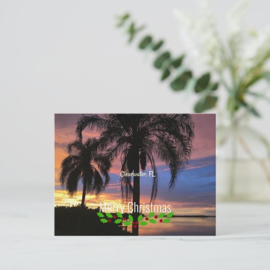 クリアウォーター、フロリダクリスマスグリーティング ポストカード (スタンド正面)