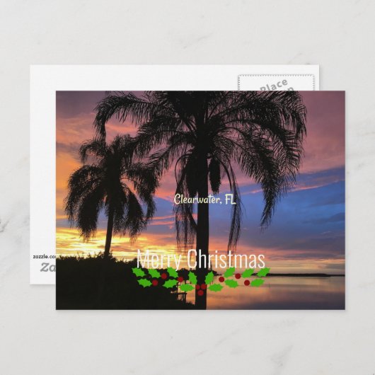 クリアウォーター、フロリダクリスマスグリーティング ポストカード (正面/裏面)