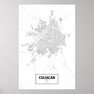 クリアカン、メキシコ (白地に黒) ポスター
