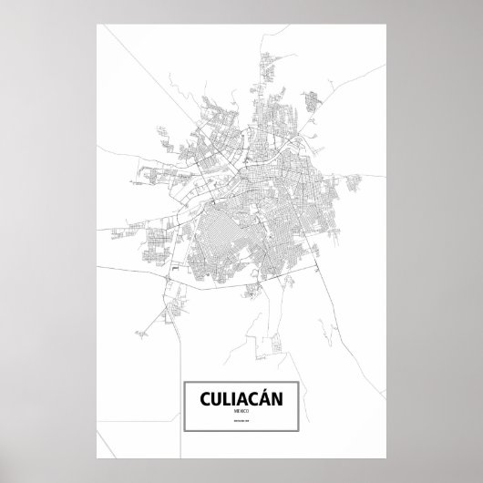 クリアカン、メキシコ (白地に黒) ポスター (正面)
