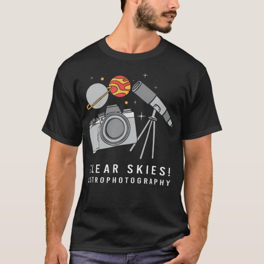 クリアスカイカメラ望遠鏡 楽しい天体写真 Tシャツ (正面)