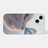クリアフォンケース - 可愛い猫と蝶のデザイン iPhone 15ケース (裏面横)