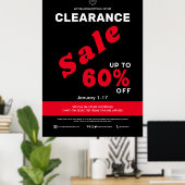 クリアランスセールストアービジネス割引ブラック ポスター (ホームオフィス)