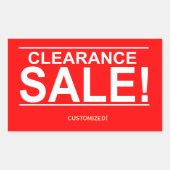 クリアランスセール赤ステッカー 長方形シール (正面)