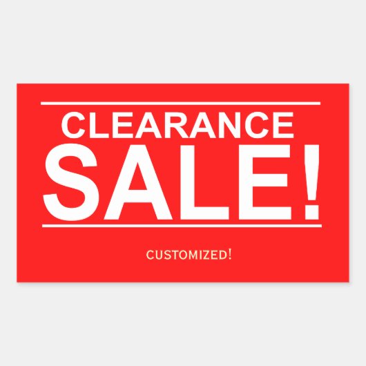 クリアランスセール赤ステッカー 長方形シール (正面)