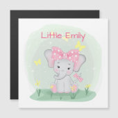 クリアリングにピンクの弓を持つ可愛いベビーゾウ (正面/裏面)
