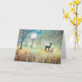 クリアリングディアー&ラビットアート カード (黄色い花)