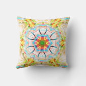 クリアリ黄色の粒状のテクスチャ、花の万華鏡のように千変万化するパターン クッション (裏面)