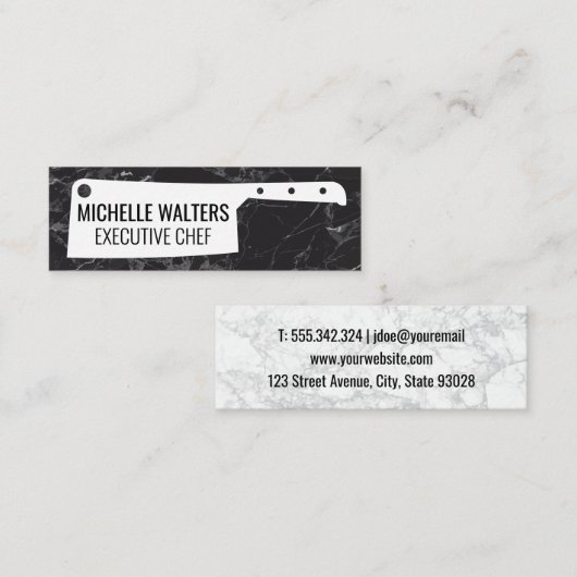 クリアーナイフ |大理石背景 スキニー名刺 (正面/裏面)