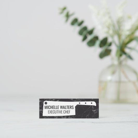 クリアーナイフ |大理石背景 スキニー名刺 (スタンド正面)