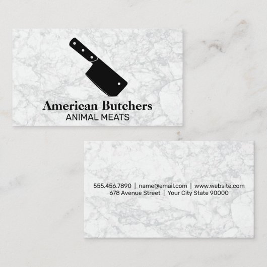 クリアーナイフ |白い大理石の背景 名刺 (正面/裏面)