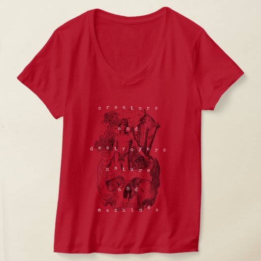 クリエイターとデストロイヤーの自然とマシン Tシャツ (レイダウン)