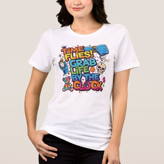 クリエイターのための「時は飛ぶ」名言 トライブレンドTシャツ (正面)