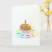 クリエイティビティカップケーキ写真誕生日カード カード (黄色い花)