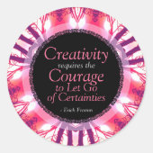 クリエイティビティ勇気引用文カスタムアートステッカー ラウンドシール (正面)