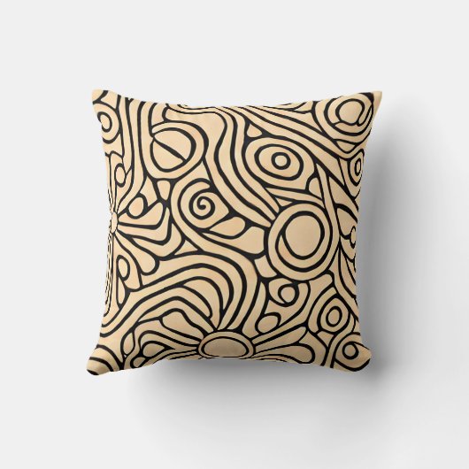 クリエイティビティBeigeとBlack line art pattern クッション (裏面)