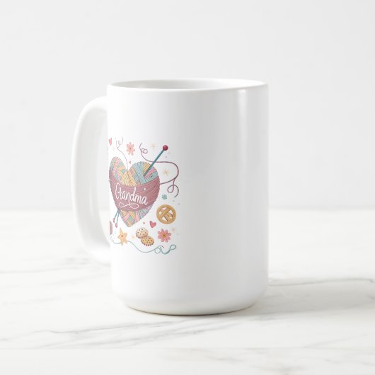 クリエイティブおばあちゃんハートヤーンデザインファお洒落ミリ コーヒーマグカップ (正面左)