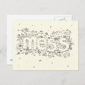 クリエイティブおもしろいファミリーメップ文字ラインスケッチアート ポストカード (正面/裏面)